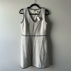 LOFT white and blue tweed sleeveless dress
